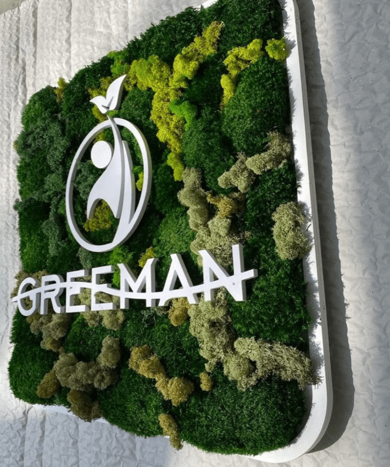 Custom Moss Wall Art, Dental Clinic, Real Moss Custom Logo Sign, Custom Moss LED Light Logo, Office Moss Decor, Maintenance Free Moss, Pupax Signs - Pupax Signs