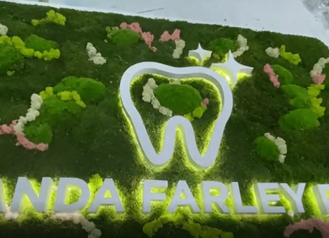 Custom Moss Wall Art, Dental Clinic, Real Moss Custom Logo Sign, Custom Moss LED Light Logo, Office Moss Decor, Maintenance Free Moss, Pupax Signs - Pupax Signs