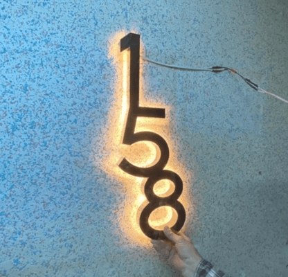 3D Custom Led Sign, Custom Halo Led Wall Logo, Illuminated Logo Sign, Personalized Signage, Office, Lobby & Reception Sign, Pupax - Pupax Signs
