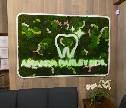 Personalisiertes Moos Wandkunstschild, Personalisierte Moos Wandkunst, Zahnklinik, Echtes Moos Individuelles Logoschild, Individuelles Moos LED Licht Logo, Büro Moos Dekor, Wartungsfreies Moos 