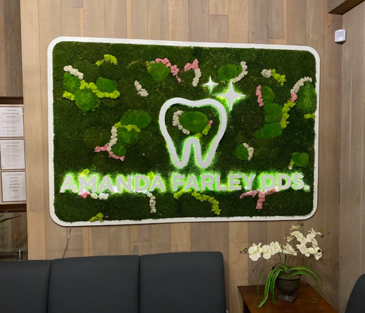 Personalized Moss Wall Art Sign, Custom Moss Wall Art, Dental Clinic, Real Moss Custom Logo Sign, Custom Moss LED Light Logo, Office Moss Decor, Maintenance Free Moss