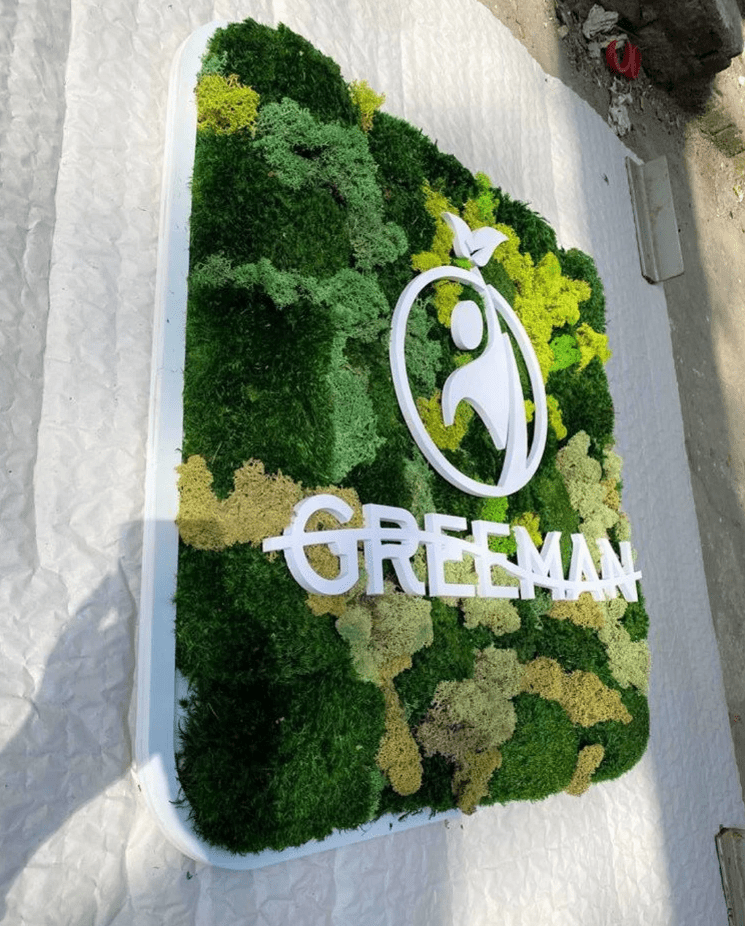 Custom Moss Wall Art, Dental Clinic, Real Moss Custom Logo Sign, Custom Moss LED Light Logo, Office Moss Decor, Maintenance Free Moss, Pupax Signs - Pupax Signs