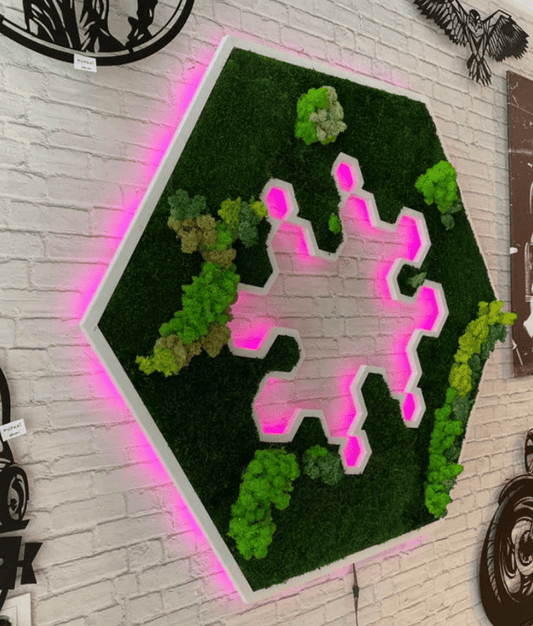 Custom Moss Wall Art, Dental Clinic, Real Moss Custom Logo Sign, Custom Moss LED Light Logo, Office Moss Decor, Maintenance Free Moss, Pupax Signs - Pupax Signs