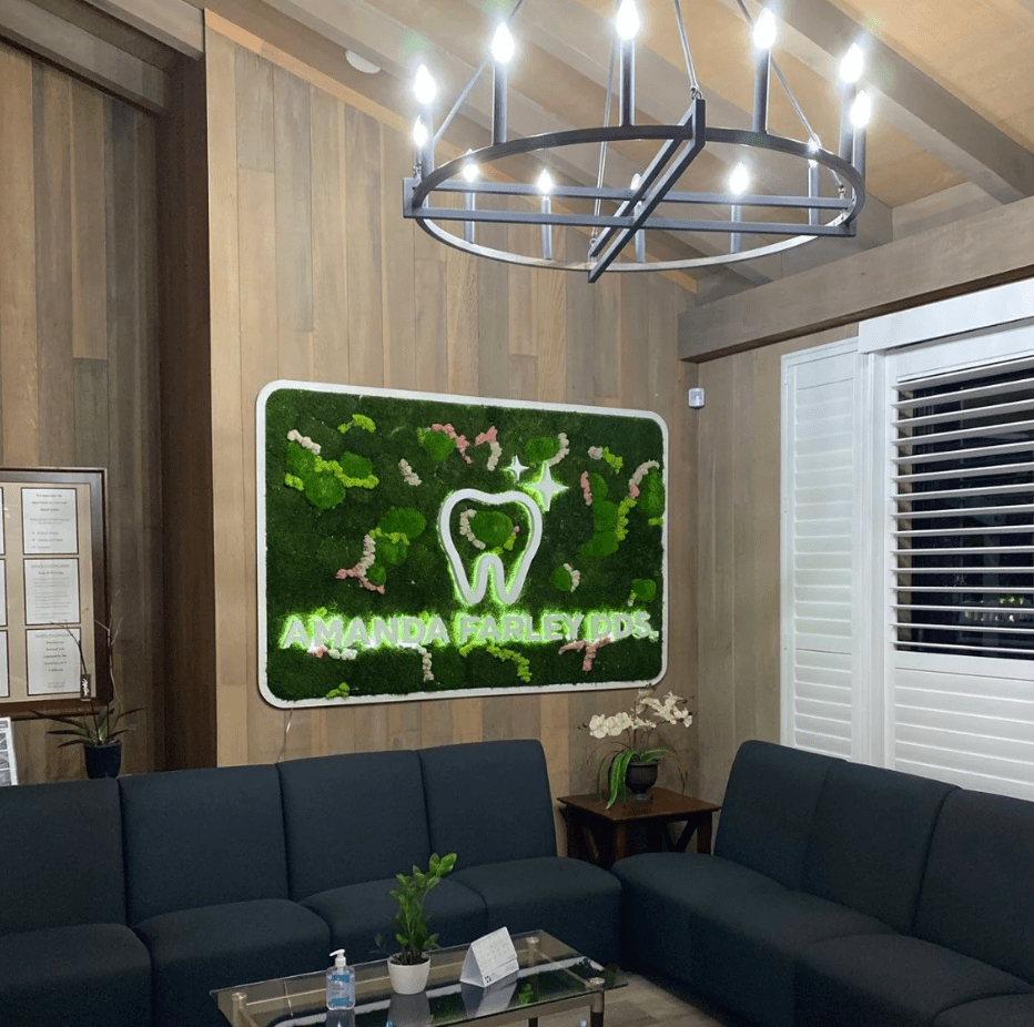 Custom Moss Wall Art, Dental Clinic, Real Moss Custom Logo Sign, Custom Moss LED Light Logo, Office Moss Decor, Maintenance Free Moss, Pupax Signs - Pupax Signs