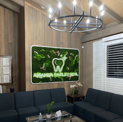 Custom Moss Wall Art, Dental Clinic, Real Moss Custom Logo Sign, Custom Moss LED Light Logo, Office Moss Decor, Maintenance Free Moss, Pupax Signs - Pupax Signs